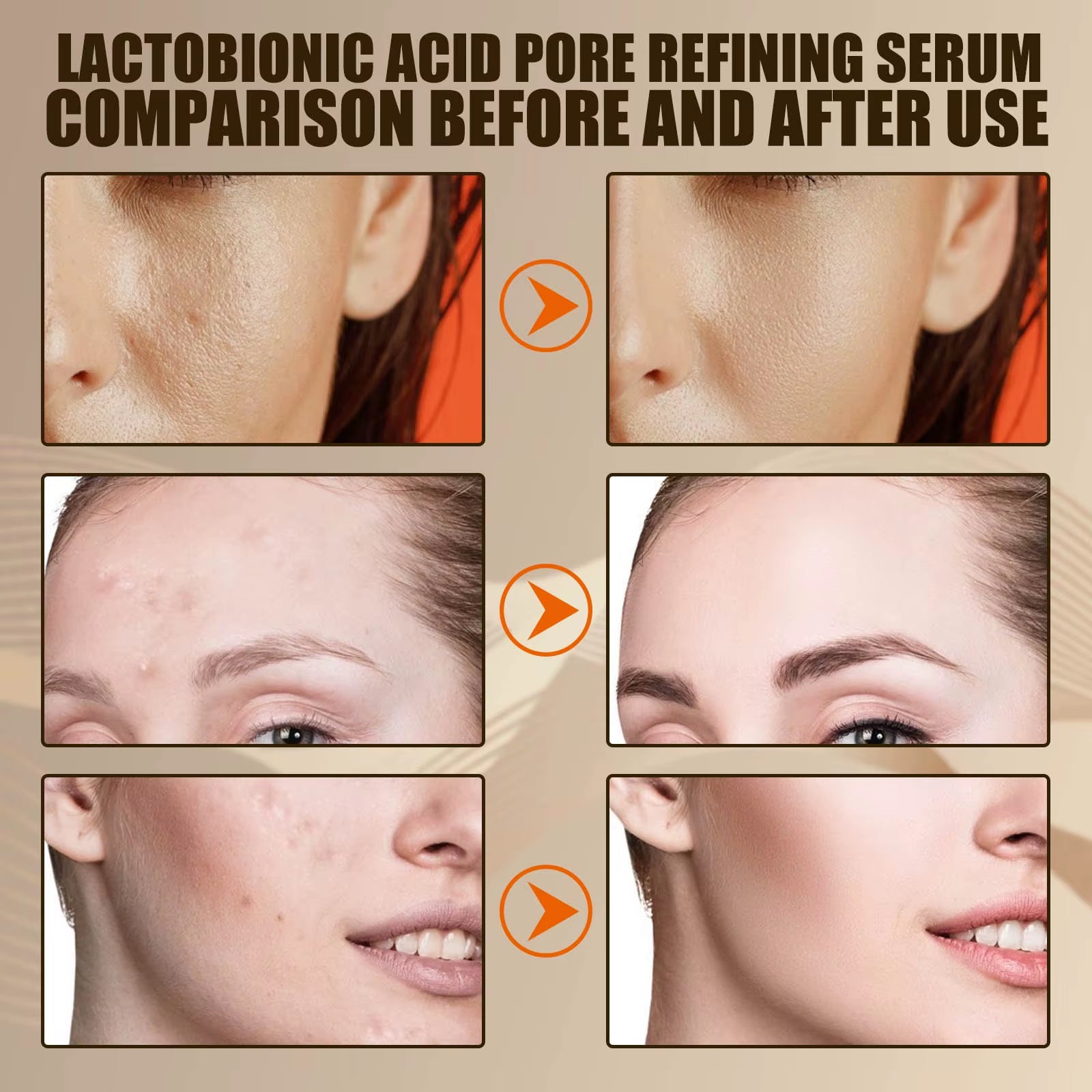 Lactobionic Acid Shrink Pores Serum Moisturizing Remove Blackheads Repair Face Pores Skin Firming Brighten Nourish Face Essence