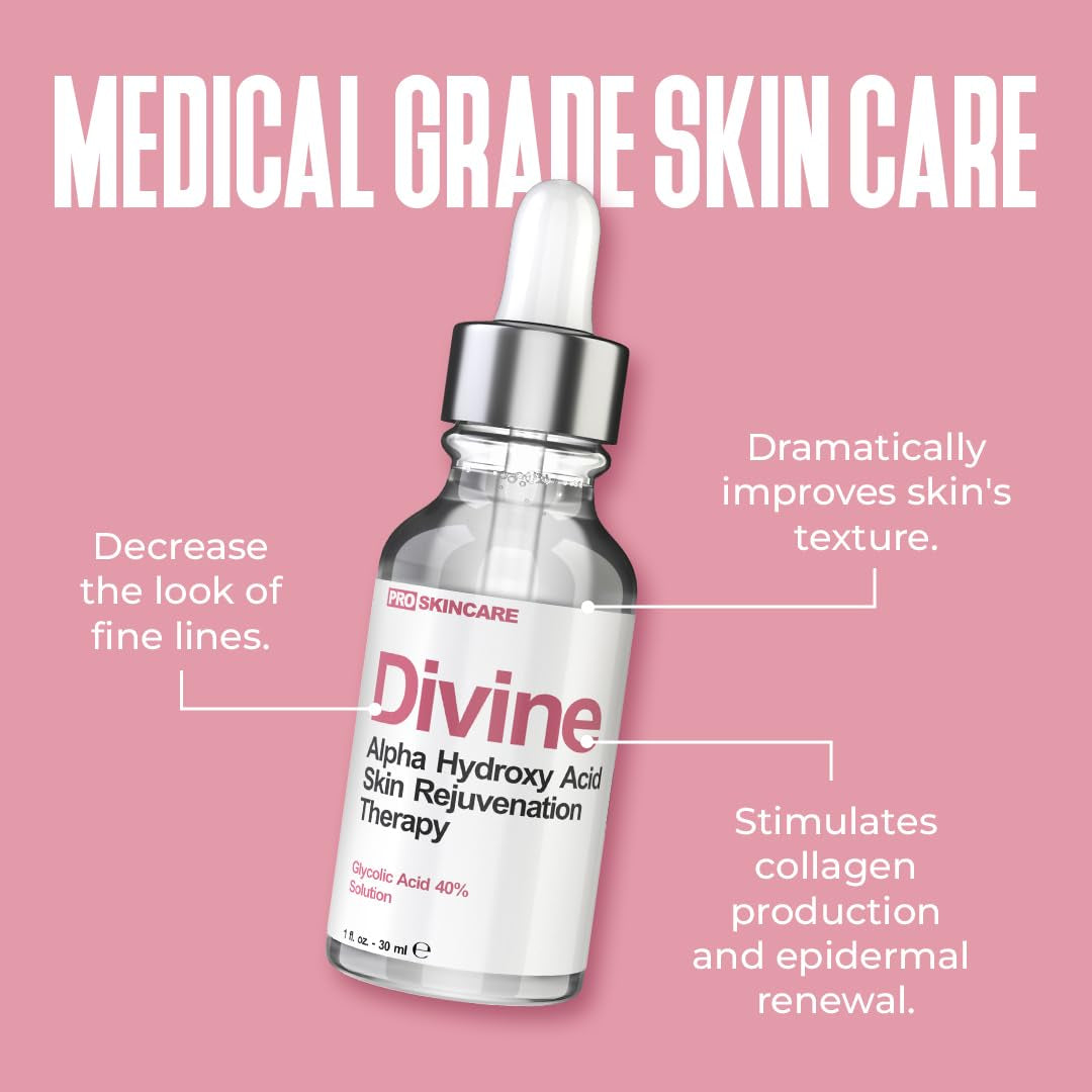 Glycolic Acid Peel 40% Professional Chemical Peel for Acne Scars, Collagen Boost- Alpha Hydroxy Acid