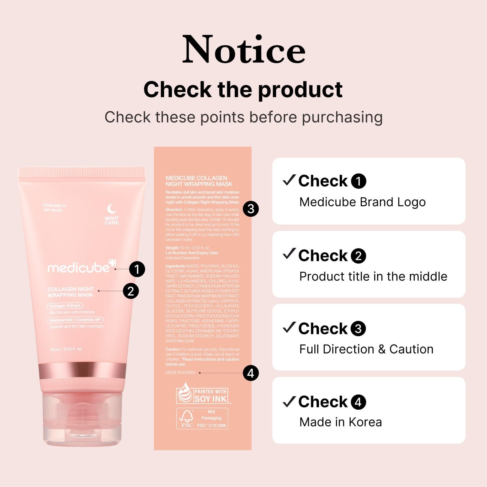Medicube Collagen Overnight Wrapping Peel off Facial Mask Pack - Elasticity & Hydration care