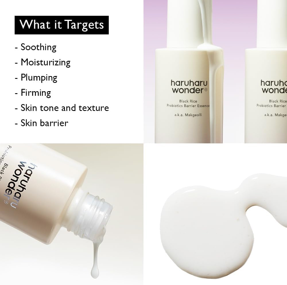 Wonder Black Rice Probiotics Barrier Essence, Essence Toner to Strengthen Skin Barrier with Ceramides, Fermented Ingredients, Milky Essence, Moisturizing, Plumping