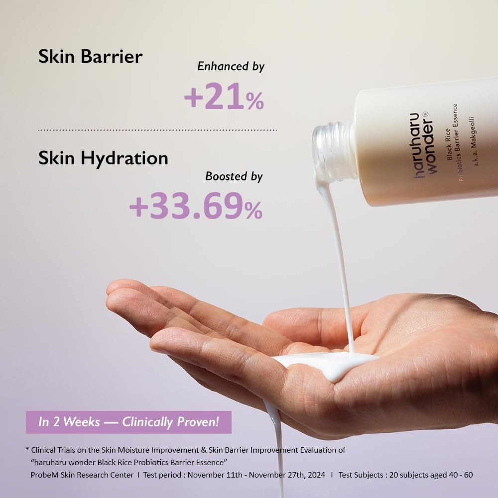 Wonder Black Rice Probiotics Barrier Essence, Essence Toner to Strengthen Skin Barrier with Ceramides, Fermented Ingredients, Milky Essence, Moisturizing, Plumping