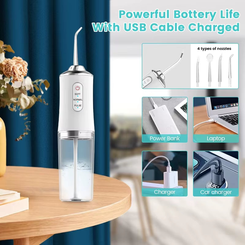 Water Dental Flosser for Teeth 3 Modes Dental Oral Irrigator Portable Rechargeable Waterproof Water Teeth Cleaner
