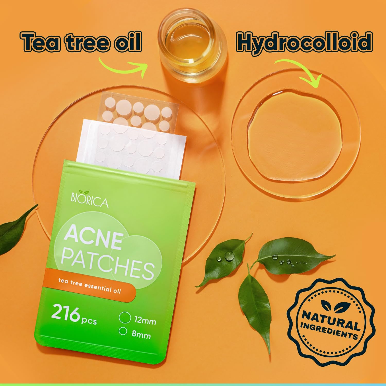 Pimple Patches for Face with Tea Tree Oil. Hydrocolloid Acne Pimple Patches. Blemish Patches, Acne Dots, Pimple Stickers, Acne Patch