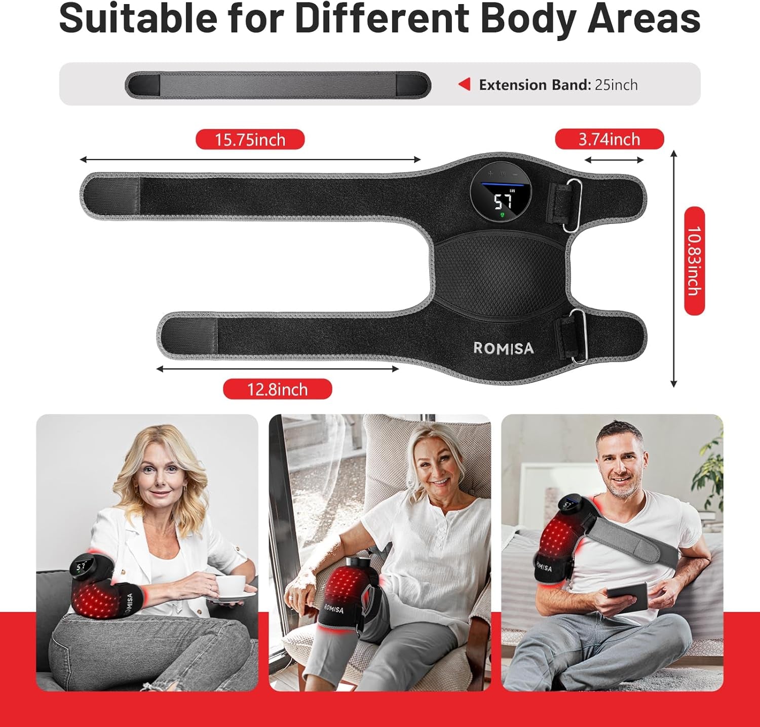 Red Light Therapy Knee Brace&Vibration Knee Massage for Pain Relief, Rechargeable Infrared Light Therapy Device for Knee/Elbow/Shoulder Faster Recovery