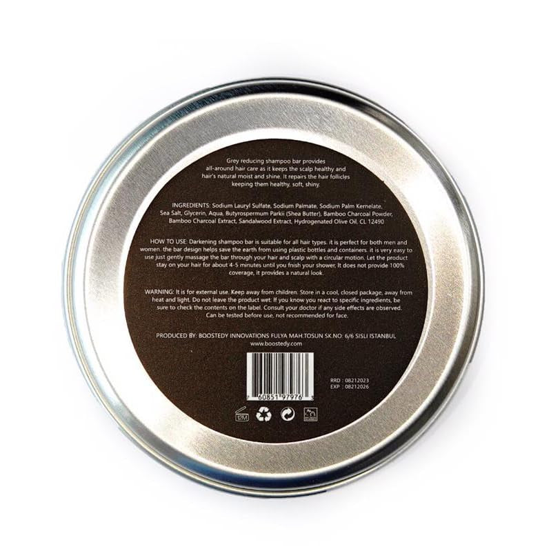 Grey Hair Restoring Solid Shampoo Bar - Bamboo Charcoal Special Treatment to Naturally Darken Gray and White Hair