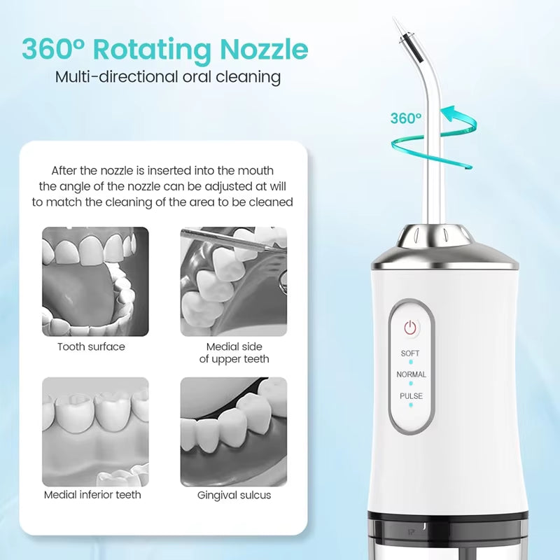 Water Dental Flosser for Teeth 3 Modes Dental Oral Irrigator Portable Rechargeable Waterproof Water Teeth Cleaner