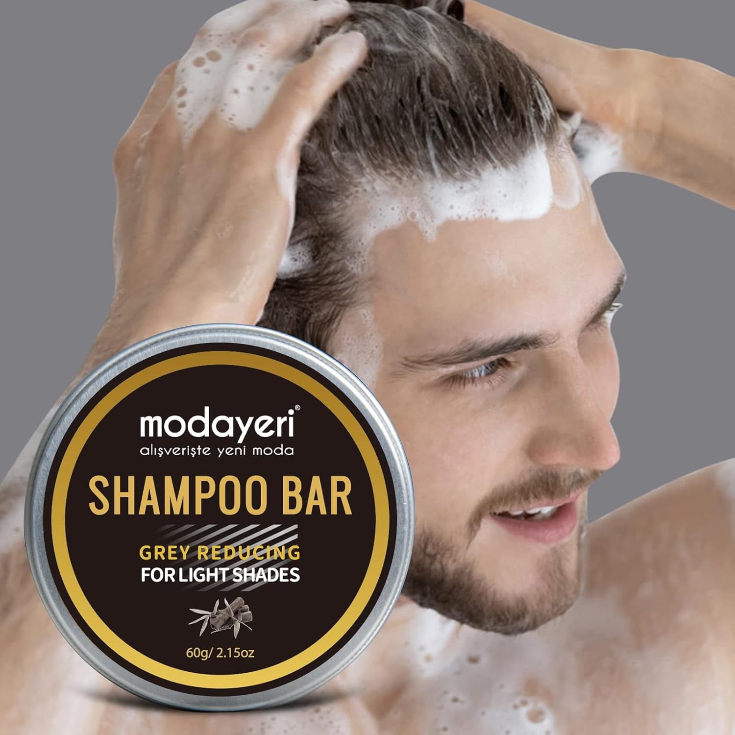 Grey Hair Restoring Solid Shampoo Bar - Bamboo Charcoal Special Treatment to Naturally Darken Gray and White Hair