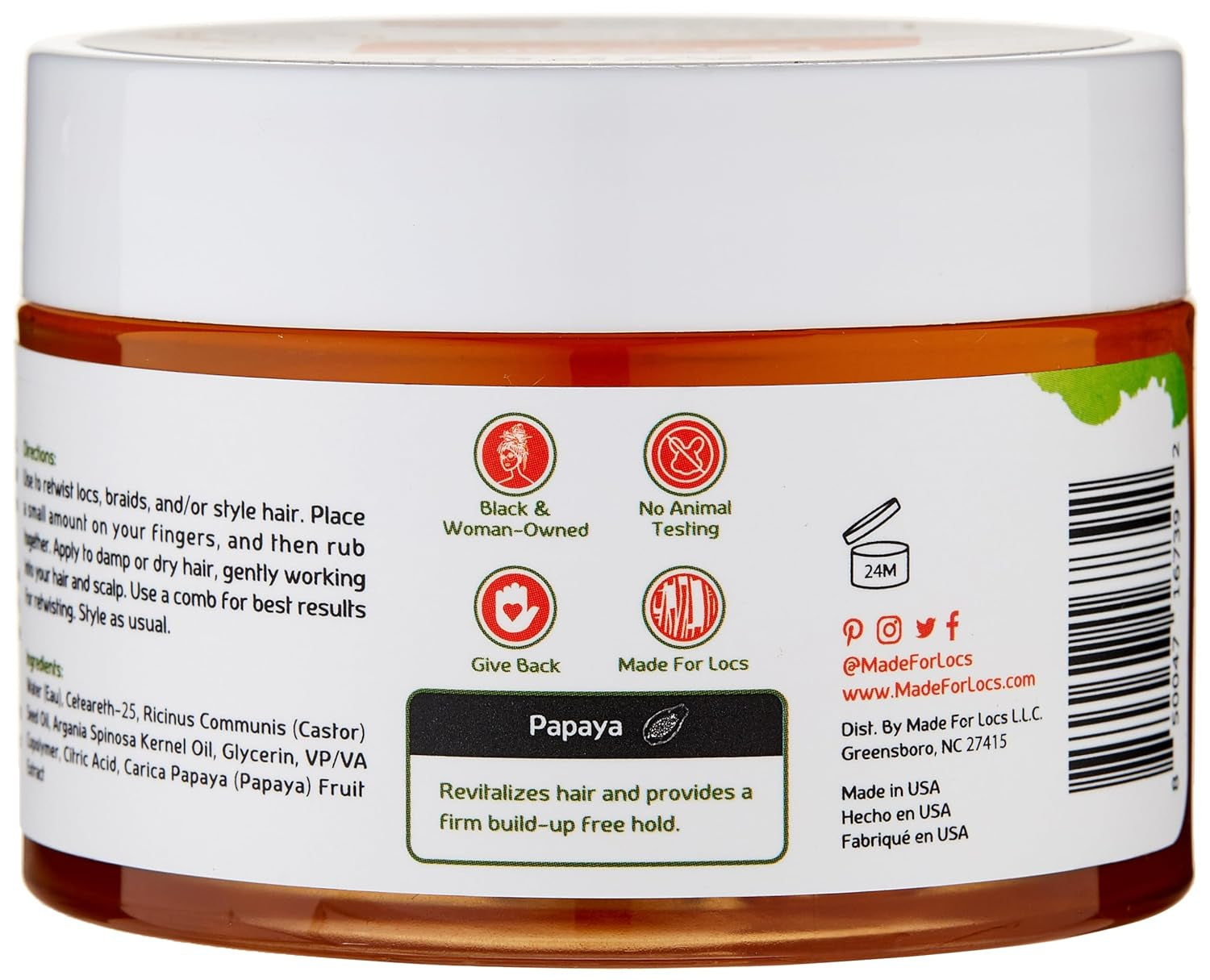 Made For Locs Retwisting Firm Hold Styling Pomade | Gel |