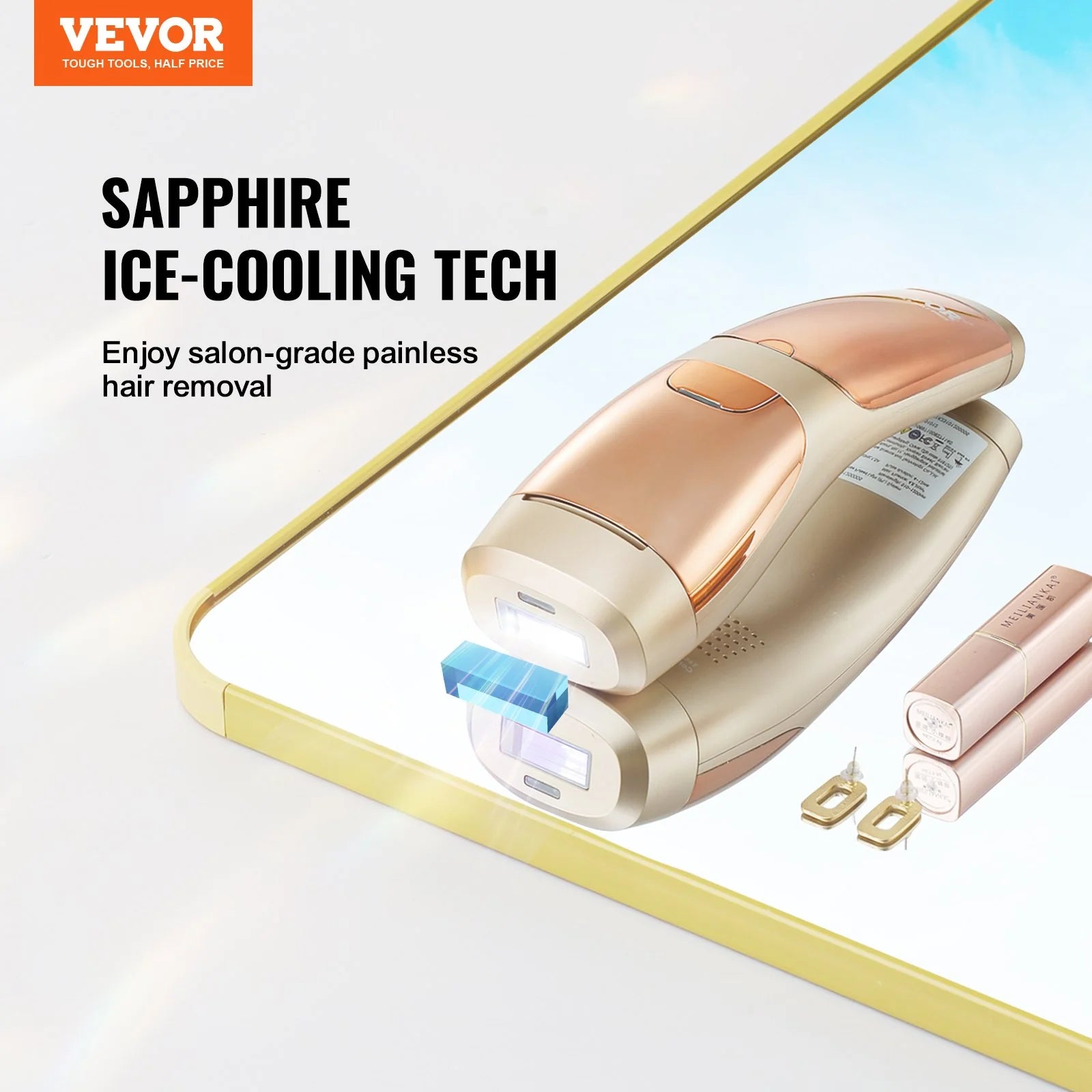 VEVOR IPL Hair Permanent Hair Removal with Sapphire Ice cooling system, painless, 5 levels with manual & auto