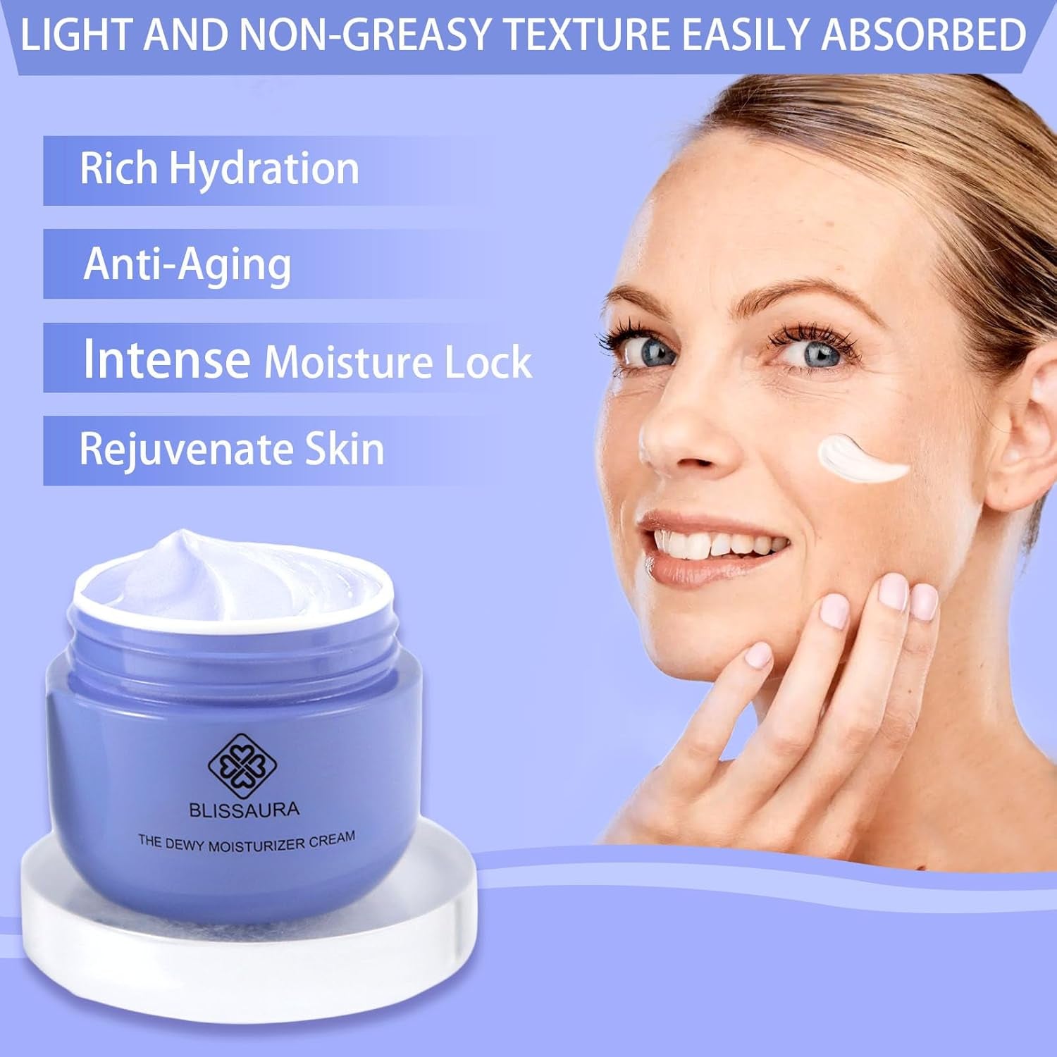 The Dewy Moisturizer Cream Anti-Aging Face Moisturizer Dewy Skin Cream for Women with Purple Rice & Hyaluronic Acid for Radiant, Hydrated Skin