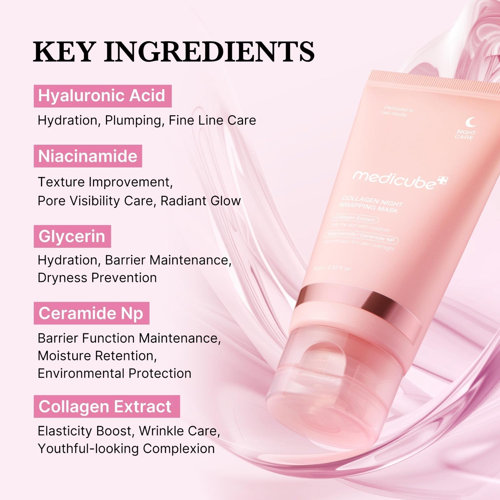 Medicube Collagen Overnight Wrapping Peel off Facial Mask Pack - Elasticity & Hydration care
