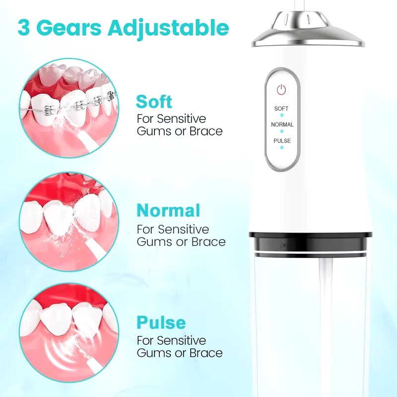Water Dental Flosser for Teeth 3 Modes Dental Oral Irrigator Portable Rechargeable Waterproof Water Teeth Cleaner