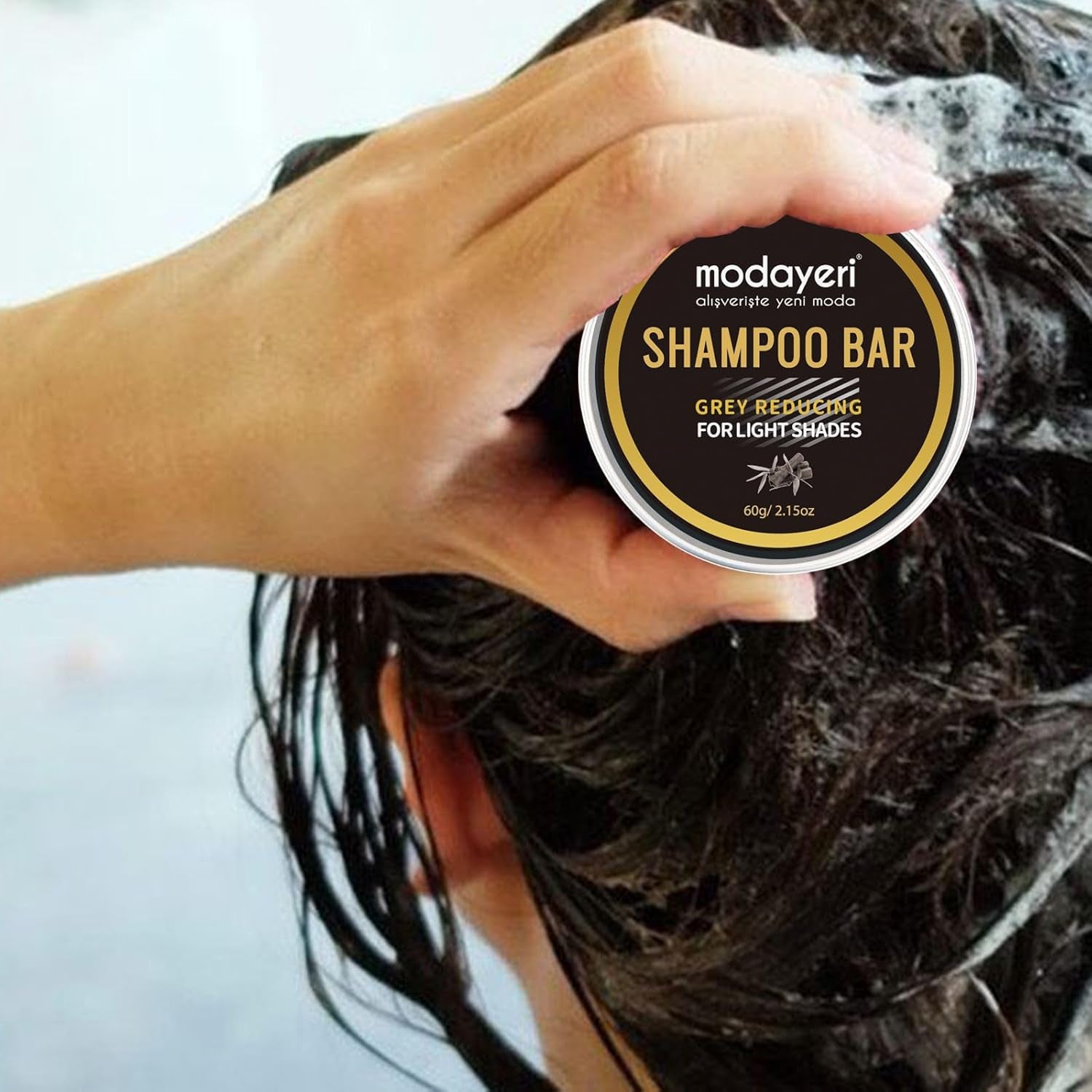 Grey Hair Restoring Solid Shampoo Bar - Bamboo Charcoal Special Treatment to Naturally Darken Gray and White Hair