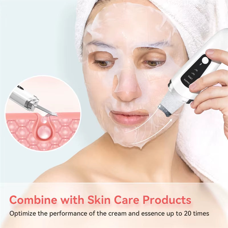 Ultrasonic Skin Scrubber Facial Skin Exfoliator Scraper and Pore Cleaner Facial Deep Cleansing