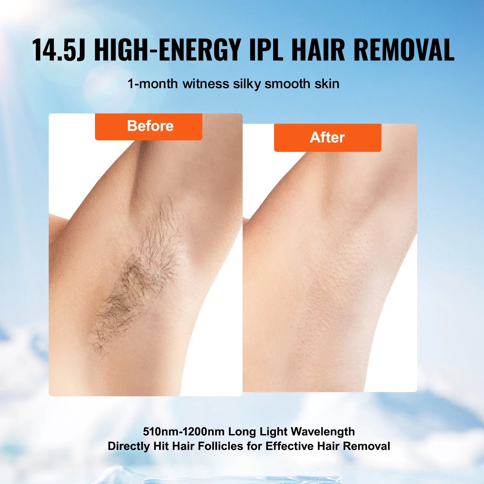 VEVOR IPL Hair Permanent Hair Removal with Sapphire Ice cooling system, painless, 5 levels with manual & auto