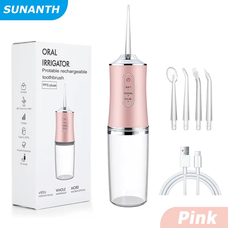Water Dental Flosser for Teeth 3 Modes Dental Oral Irrigator Portable Rechargeable Waterproof Water Teeth Cleaner