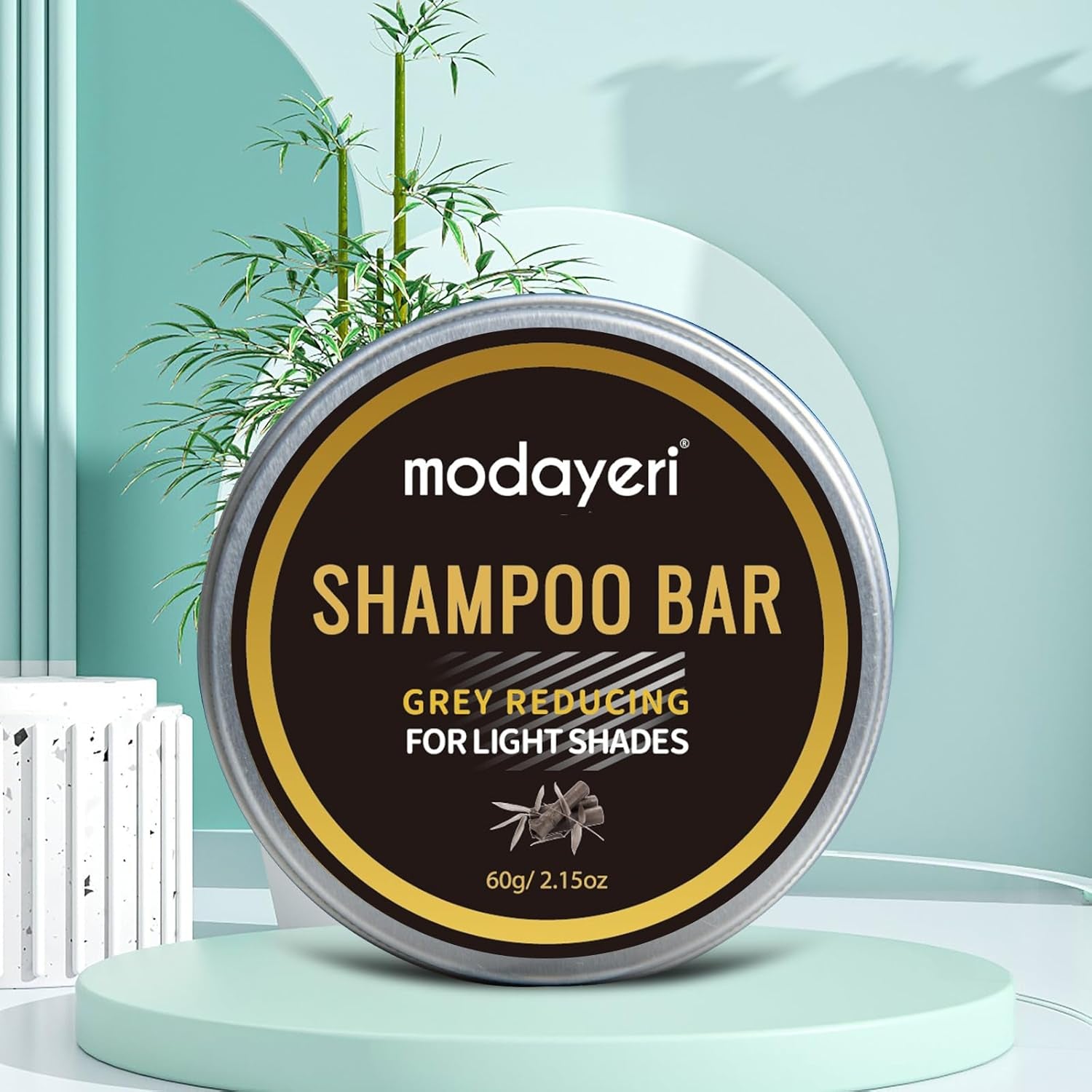 Grey Hair Restoring Solid Shampoo Bar - Bamboo Charcoal Special Treatment to Naturally Darken Gray and White Hair