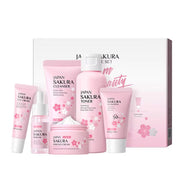 Korean Sakura Facial Cleaner, Face Serum, Gel Moisture, Eye Cream Skin Care Set Women Gift