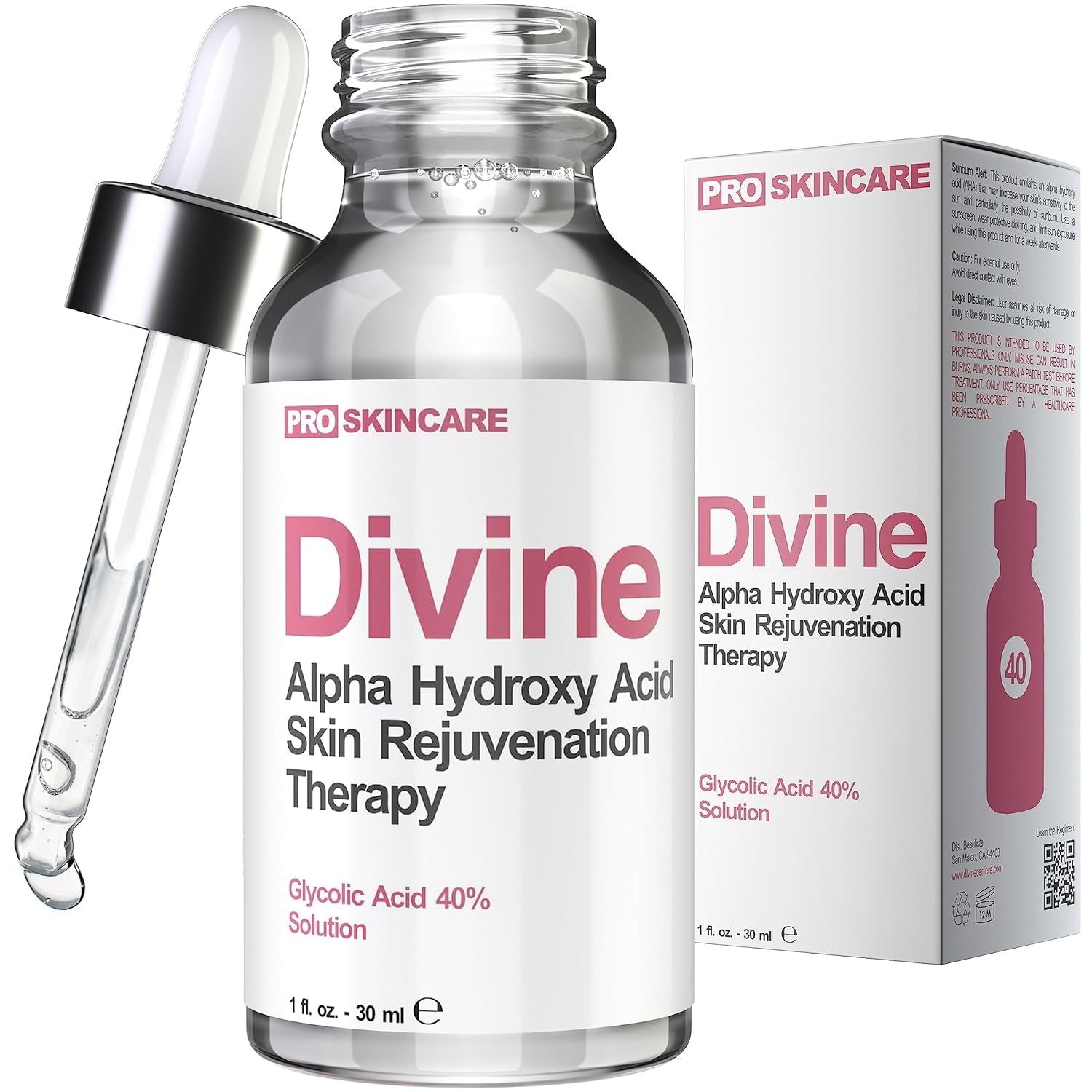 Glycolic Acid Peel 40% Professional Chemical Peel for Acne Scars, Collagen Boost- Alpha Hydroxy Acid