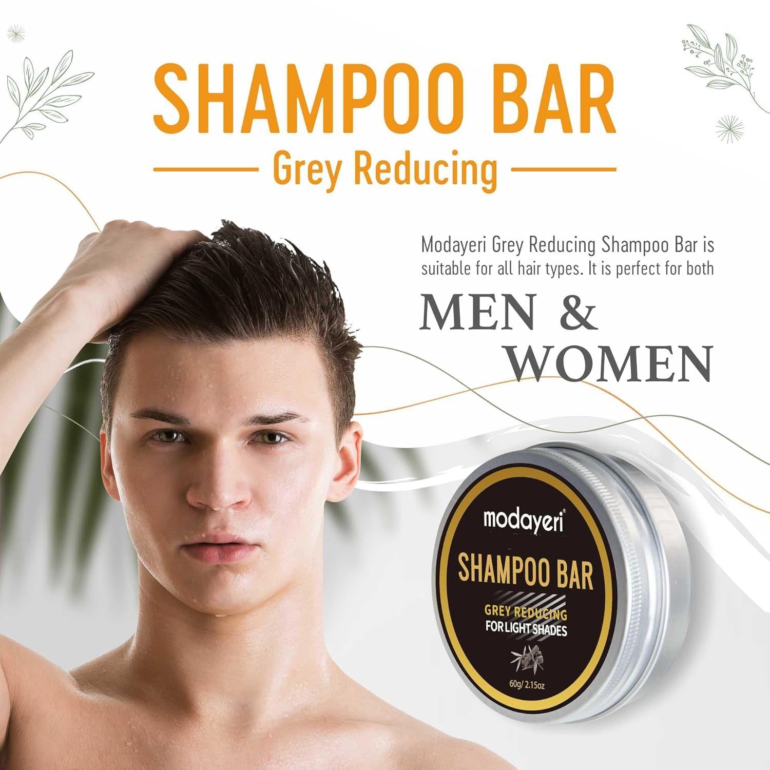 Grey Hair Restoring Solid Shampoo Bar - Bamboo Charcoal Special Treatment to Naturally Darken Gray and White Hair