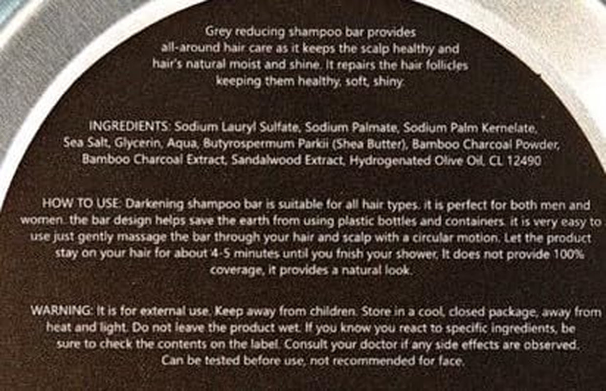 Grey Hair Restoring Solid Shampoo Bar - Bamboo Charcoal Special Treatment to Naturally Darken Gray and White Hair