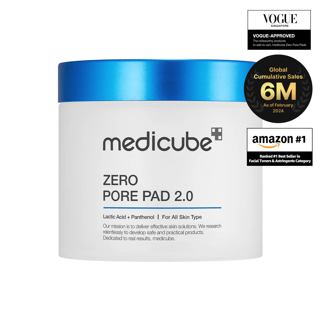 Medicube Zero Pore Pads 2.0, Dual-Textured Facial Toner Pads for Exfoliation and Pore Care