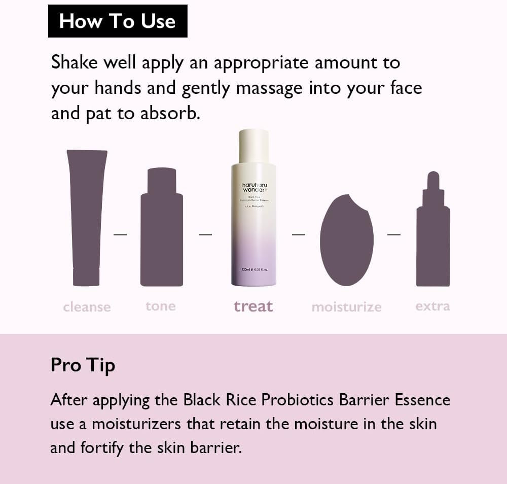 Wonder Black Rice Probiotics Barrier Essence, Essence Toner to Strengthen Skin Barrier with Ceramides, Fermented Ingredients, Milky Essence, Moisturizing, Plumping