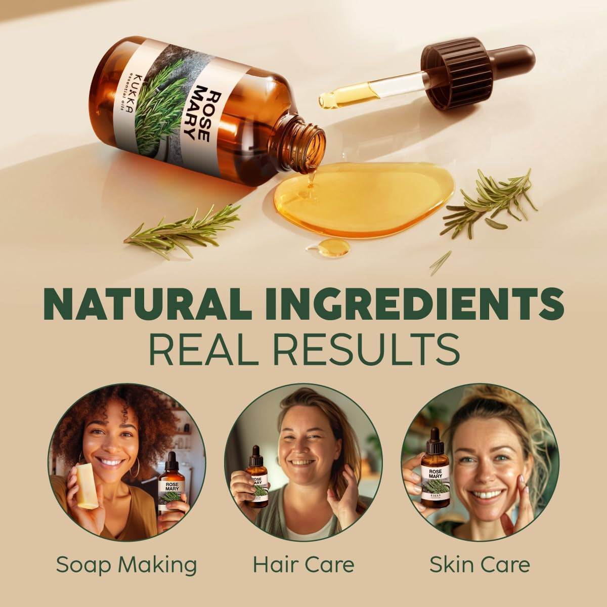 100% Pure & Natural Rosemary Oil for Hair, Skin, Aromatherapy 