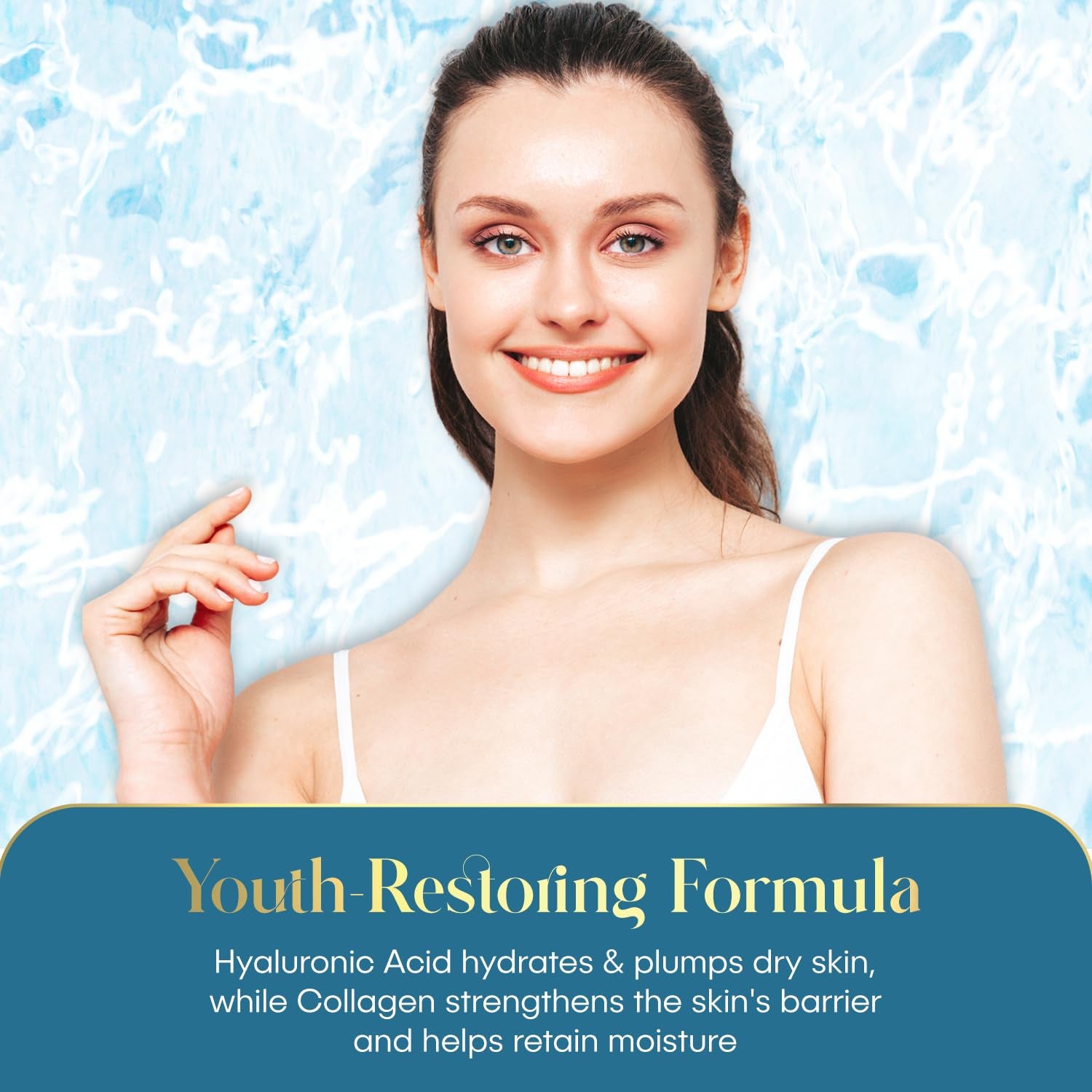 Hyaluronic Acid & Collagen Wrinkle Reducing Serum - Deep Hydration, Plumps & Smooths Skin - Dermatologist Tested, Clean Beauty, Korean Skin Care
