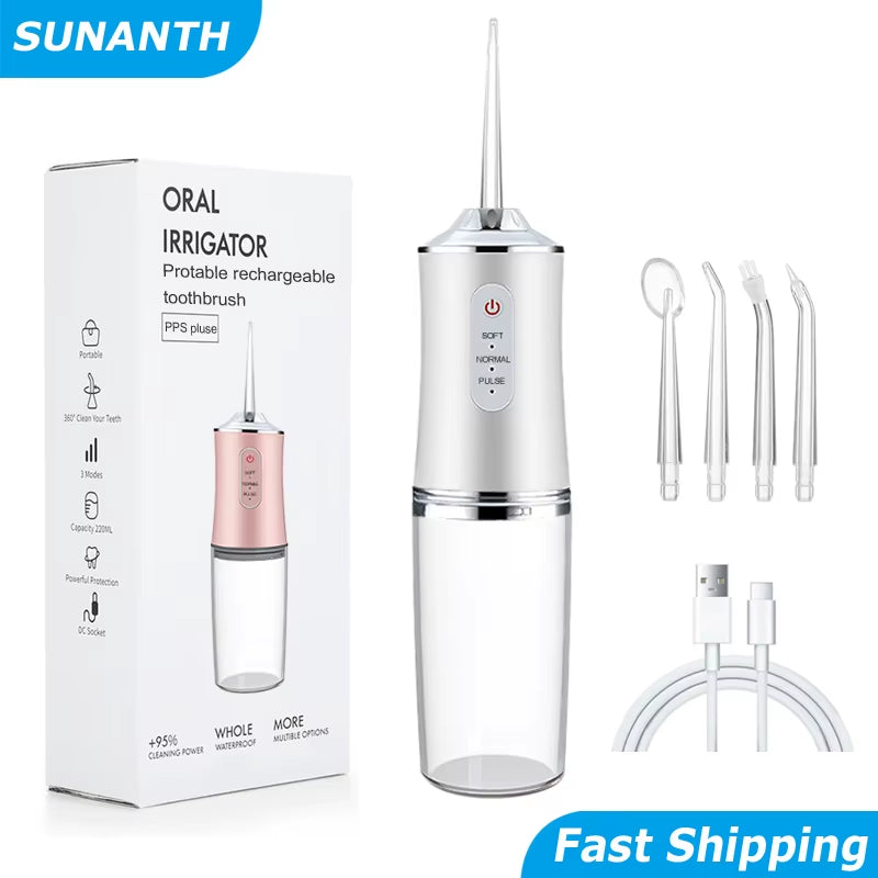 Water Dental Flosser for Teeth 3 Modes Dental Oral Irrigator Portable Rechargeable Waterproof Water Teeth Cleaner